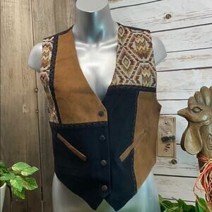 Katch Me BoHo Cowboy Retro NWT Suede Leather Western Ranch Rancher Vest S H